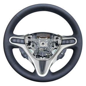 รถอุปกรณ์เสริมหนัง HAND-stitched พวงมาลัยรถสําหรับ Honda Fit JAZZ City 2009-2013 Insight 2010-2014 2011 2012