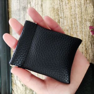 PU Leather Women Coin Purse Small Mini Short Elastic Metal Frame Bag Money Change Key Earbuds Headphone Holder for Student Kids Girl