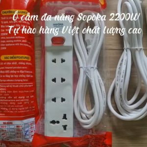 Ổ cắm điện Sopoka 4M2 ổ cắm đa năng 2200W ổ điện chịu tải 4 lỗ cắm chống vỡ chống cháy bảo hành 1 đổi 1 trong 2 năm