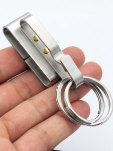 Stainless Steel Keychain Full Steel Durable Belt Car Keys Holder Large Elastic Waist Hanging Clip Mens Automobile Keychain