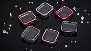 CNAGAIN for Apple Watch Case Series 8 7 6 SE 5 4 3 2 1 For smart watch 45Mm 44Mm 42Mm 41Mm 40Mm 38Mm Diamond Bumper Protective