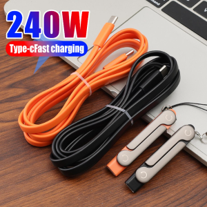 Integrated Stand Design USB-C to USB-C Charging Line / 360° Rotatable Foldable Phone Support Bracket / 240W Ultra Fast Charge & Data Sync Silicone Cable