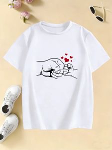 Bandai | Lovely Daddy Love Hand Design T Shirts Kids Childrens T-shirt Boys Girls Summer Spring Casual Top Tee