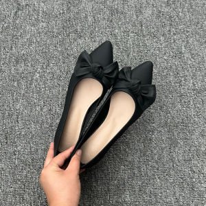 Spring 2025 Black Work Shoes Comfortable Non-Slip Thick Heel Pointed Toe Womens Low Heel Single Shoes Fashionable Korean Style