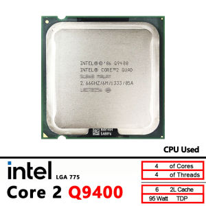Intel | Intel Core 2 Quad Q9400 Used 2.6 GHz Quad-Core Quad-Thread Q9400 CPU processor 6M 95W LGA 775