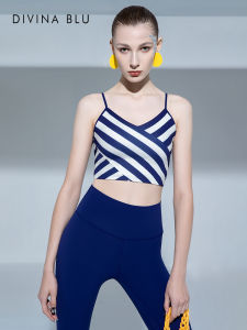 DIVINA BLU | Marine Stripe Yoga Underwear Womens Sport Bra
