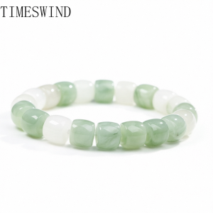TIMESWIND Natural Authentic Tianshan Jade Cutting Beads for Women Light Green Bracelet Fashion Jewelry Gift With Certificate