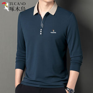 Long Sleeve Polo Shirt Mens Casual Business Style Dad Clothes Turn Collar Body Tee Spring Autumn Middle Age Fashion Urban