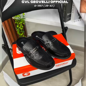 Gvl Geovelli Sepatu Sandal Bustong Pria Firlo 1957 Natural Hitam Tutong Casual 39-43 Kulit Sintetis Premium