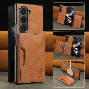 2 in 1 Magnetic Case for Samsung Galaxy Z Fold 8 Ultra Fold8 Z Fold 7 6 5 4 3 Wireless Charger Leather Wallet Phone Cover