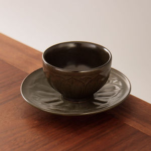 Handmade Ancient Chinese Tang Dynasty Style Blue Porcelain Ceramic Tea Set Large Size Rustic Clay Tea Cup for Tea Ceremony