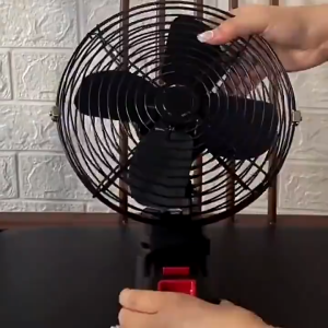 GoldStar Rechargeable Cordless Work Fan with Battery & Charger Portable Battery Fan 2 Speed Brushless Motor 180° Adjustable for Workshop Camping Outdoor