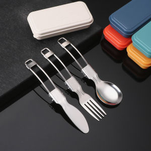 304 Stainless Steel Chopsticks Foldable Knife Fork and Spoon Suit Student Outdoor Camping Picnic Portable Travel Tableware