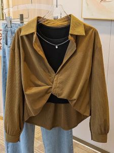 Fashionable Stylish Maillard Plus Size Shirt Womens Long Sleeve Autumn New Arrival Plus Size Ladies Versatile Casual Coat Slim Looking Tops