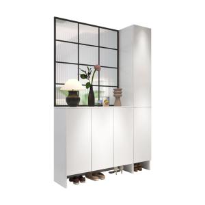 Weimei | Modern Minimalist Entryway Shoe Cabinet with Frosted Glass Partition