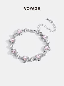 Pink Crystal Heart Zircon Bracelet Women Luxury Design High-End Feeling Bracelets Best Friend Couple Bracelets Jewelry