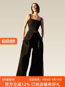 Kendall Summer 2025 New Womens Fashion A-Line Skirt Vest Strap Top Waist-Cinching Street Style Polyester Wool Blend Single Piece