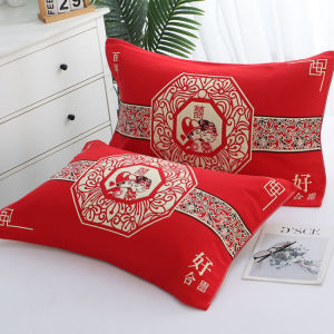 Wedding Cotton Pillowcases Thickened Pure Cotton Red Double Sided Gift Pillowcases Bedding Single Person Pillow Use