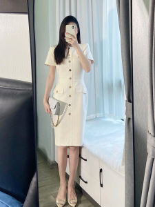 White Professional OL Commuter Dress Womens Summer 2025 New Elegant Slimming Midi Skirt Wrap around Skirt Breathable Polyester Fiber