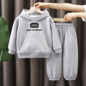 JIFANPAUL | Warm Fleece Childrens Outfit with Hooded Sweater and Sport Pants 2 Pieces