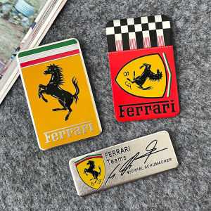 สติกเกอร์อลูมิเนียม3D ของเฟอร์รารีสัญลักษณ์ทีมโลโก้โลหะดัดแปลงรถอุปกรณ์เสริมรถยนต์รูปลอกกันน้ำสำหรับ SF90 296 Gtb/gts