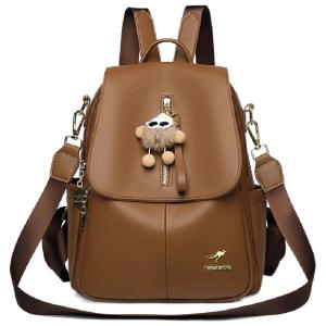 Genuine Leather Womens Backpack Large Capacity Casual Travel Fashionable Multifunctional Soft Shoulder Bag Commuter Style Zipper Closure