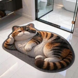 VIKAMA Cartoon Cat 3D Bathroom Floor Mat - Soft and Slip-resistant Entry Rug - Bedside Rug for Bedroom - Home Decor