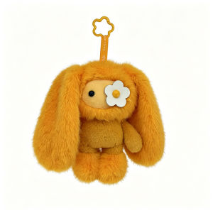 Cute Juju Rabbit Plush Keychain Flower Eye Bunny Stuffed Doll Kawaii Long Ears Animals Bag Pendant Car Keyring Toy Gift for Girl