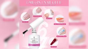 Ardour 6-In-1 Nail Glue Gel 15ML for Acrylic Nails Soak off Base Gel Top Coat UV Extension Nail Gel False Nail Tips Gel