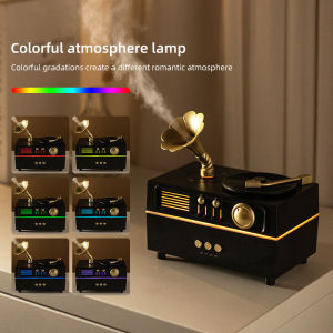 Phonograph Retro Style Aromatherapy Diffuser 7 Color Atmosphere Light Effects 3 Gear Timing Used For Indoor Humidification