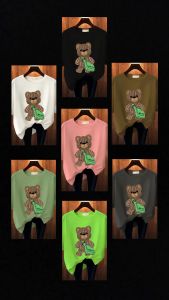 BAJU KAOS WANITA OVERSIZE BASIC LENGAN PENDEK PRINTING DTF BEAR GREEN KATUN COMBED JUMBO BLUS KAUS