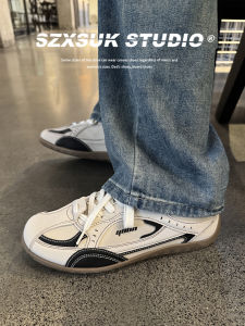 Beige Casual Mens Sneakers 2025 Spring Autumn New Korean Style Retro All-Match Sports Deqin Shoes Trendy Youth Flat Heel