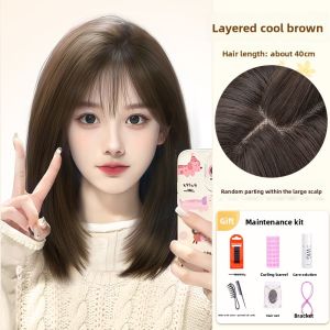 JUZITING | Natural Seamless Full Wig with Medium Length Layers and Chin Length