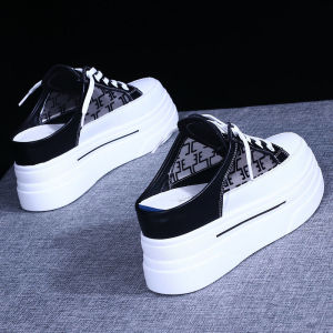 รองเท้าแตะสวมส้นสูงสำหรับผู้หญิง สวมใส่สบาย ระบายอากาศได้ดี ทรงส้นหนา รองเท้าแตะแบบสวมแบบสวม สไตล์ลำลอง สำหรับผู้หญิง