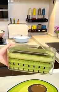Lce Cube Tray Push Lid Korea / Cetakan Es Batu Tekan Wadah Transparan Cetakan Es Batu 64 Grid 2 Tray Wadah Transparan / Ice Cube Maker Dengan Press Handle Sekali Tekan