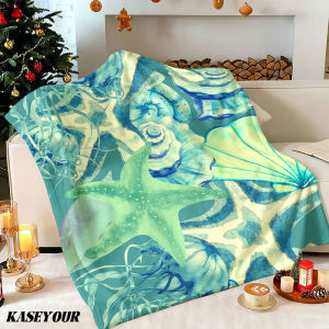 Beast Kingdom | Teal Ocean Whimsy Winter Summer Flannel Blanket Throw Fleece Soft Fuzzy Plush Cozy Fleece Blankets for Sofa Ideal Gifts