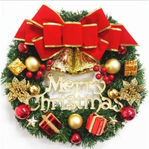 2025 Christmas Wreath Artificial Garland Handmade Door Hanging Decor DIY Gifts Xmas Tree Party Ornaments Circle Rattan Mistletoe Balls