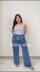 CELANA JEANS WANITA JACOBS CARGO JEANS JUMBO - Highwaist Cargo Jeans Wanita - COD