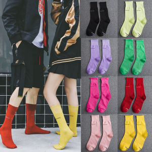 New Gold and Silver Silk Couple Stylish Fashion Men and Women Fashion Hip Hop Trend Ins Pure Color Sports Middle-Long Stockings