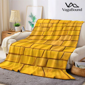 yellow brick wall texture Flannel Blanket Warm Soft Halloween Christmas Decorative Couch Warm Cozy All-Season Gift