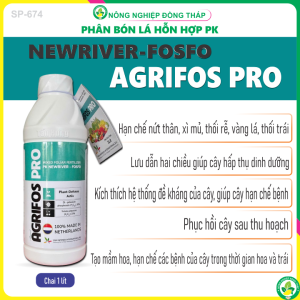 Phân Bón Lá Hỗn Hợp PK NEWRIVER-FOSFO Hiệu AGRIFOS PRO – 100% Nhập Khẩu Từ Hà Lan (Chai 1 Lít)