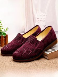 SHIPAILUO | Giày vải Bắc Kinh Giày mẹ Giày nữ mùa xuân Giày bà ngoại chống trượt nhẹ Giày lười thoải mái cho phụ nữ trung niên và cao tuổi