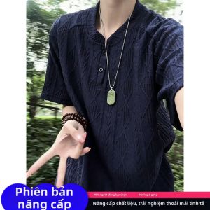 CHENMU | Áo Thun Hè Thông Gió Nhẹ Collar Henley Đục Lỗ