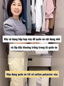 (Giặt được) Hộp đựng quần áo cotton polyester đựng đồ lót tất vớ kiểu hẹp dài cao để tủ có thể gập lại TD159