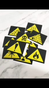 Triangle Warning Sign PVC Sticker Warning Electric Shock/Toxic/Hot Premium Safety Notice Label Sign