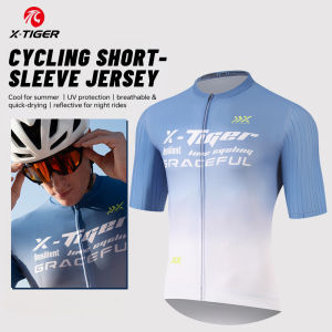 X-TIGER Summer Cycling Jersey Men Breathable Short Sleeve Bicycle Mallot Ciclismo Shirts Zipper Pocket Pro MTB Road Bike Jerseys