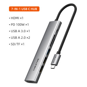 Cabletimes | CABLETIME USB C Hub Type C Hub Adapter 7 IN 1 4K HDMI SD/TF Ultra Slim Aluminum Multiport for Macbook Pro/Air typc c hub