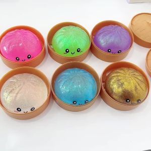Bandai | 1 Pc Cute Squishy Dumpling Can Choose Color Flashing Baozi Slime Soft Squeezing Relieve Stress Simulation Figures Model Gift Toy