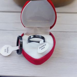 Cincin Cuople Titanium Cincin Pasangan Bonus Kotak Antikarat/Luntur