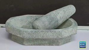 Large Kalvam Stone Mortar and Pestle Set Traditional Grinding Stone for Kitchen Use Heavy-Duty Manual Grinder for Herbs Spices Masala & Home Cooking